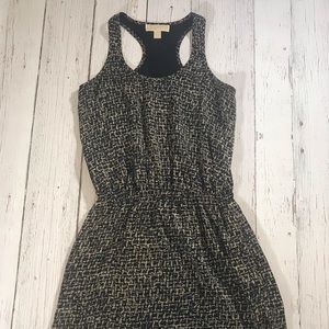 Michael Kors black and gold halter top dress.